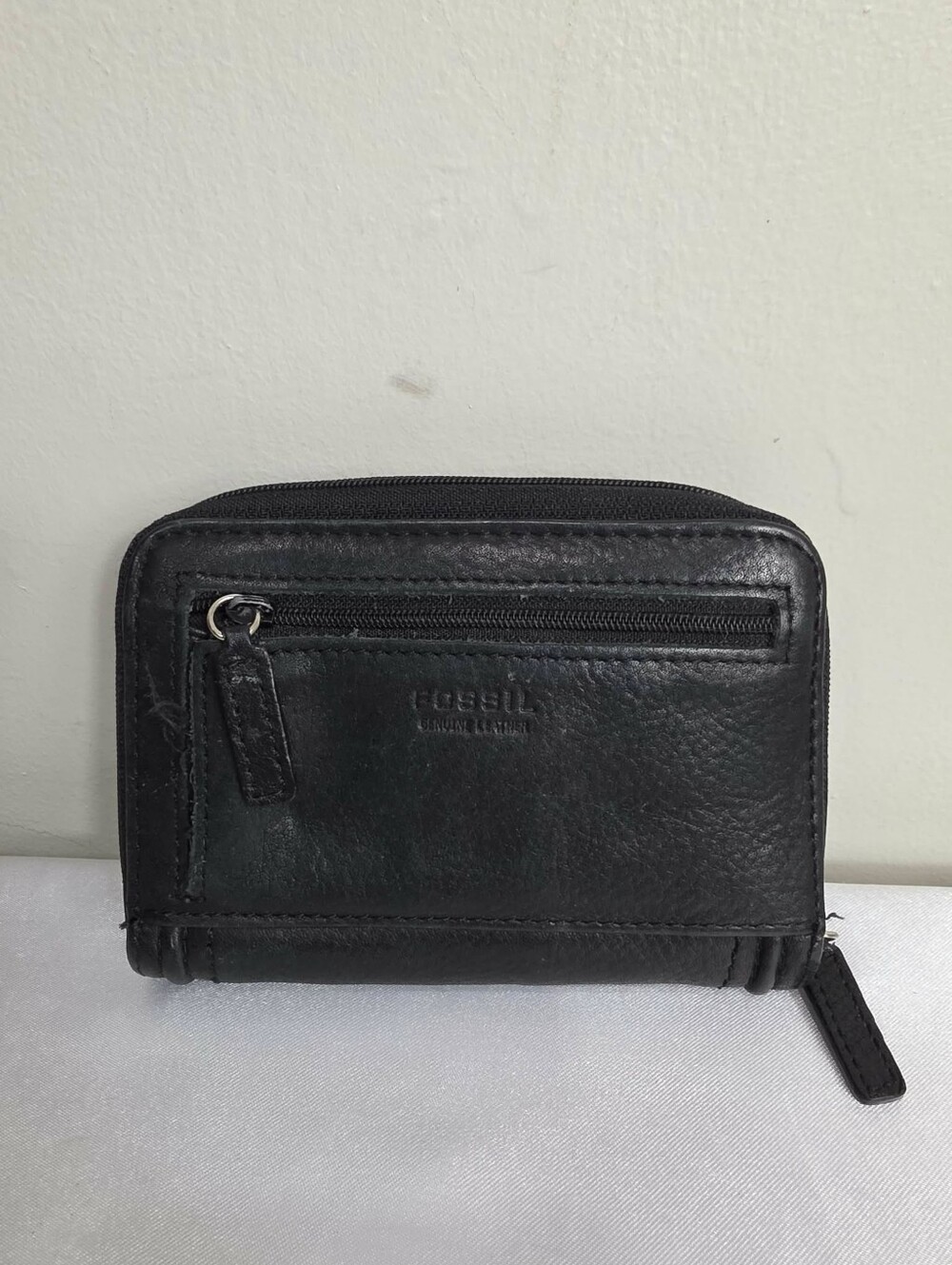 Fossil Black Leather Zip Wallet